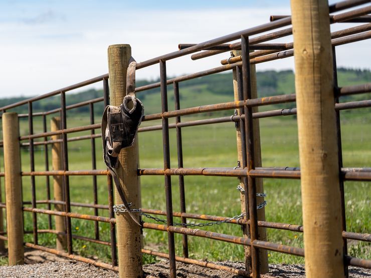 Corner post detail on a Ranchcore panel fence line